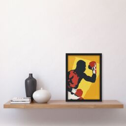 "Artery8 Boxer Fight Boxing Match Gloves Yellow Portrait Framed Art Print - Size: W12"" x H16""" - thumbnail 4