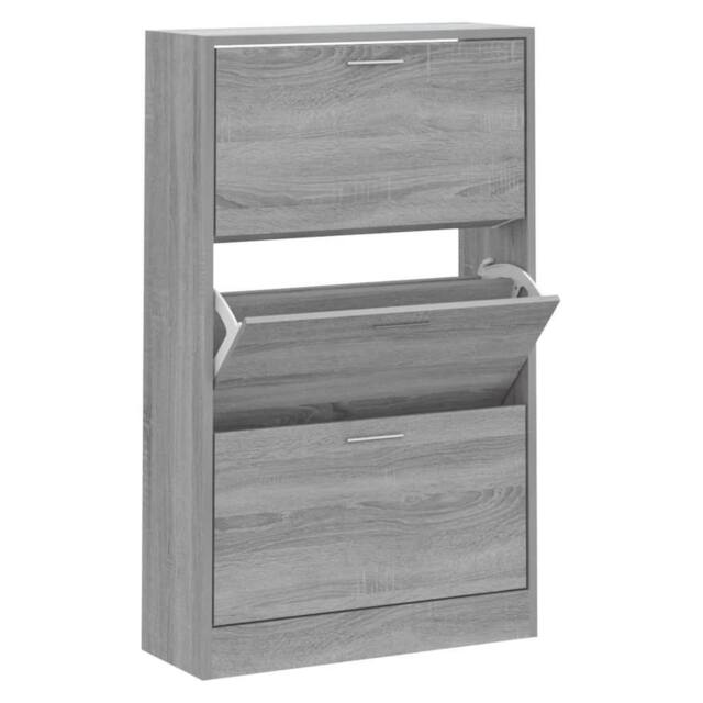 Berkfield Home Shoe Cabinet Grey Sonoma 63x24x103 cm Engineered Wood - Size: 63 x 24 x 103 cm