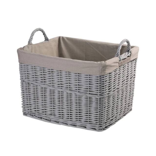 FLAVORA Rectangular Large-Wicker Basket for Storage in Grey - Size: 500mm - image 1