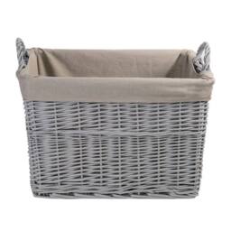 FLAVORA Rectangular Large-Wicker Basket for Storage in Grey - Size: 500mm - thumbnail 3
