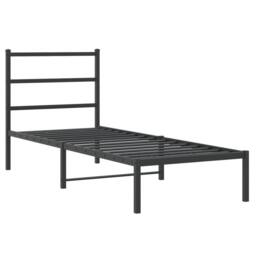 Berkfield Home Metal Bed Frame without Mattress with Headboard Black 75x190cm - Size: 75x190 cm - thumbnail 3