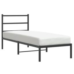 Berkfield Home Metal Bed Frame without Mattress with Headboard Black 75x190cm - Size: 75x190 cm - thumbnail 1