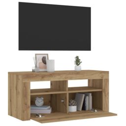 Berkfield Home TV Cabinet with LED Lights Artisan Oak 90x35x40 cm Engineered Wood - Size: 90 x 35 x 40 cm - thumbnail 5