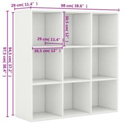 Berkfield Home Book Cabinet White 98x30x98 cm Engineered Wood - Size: 98 x 30 x 98 cm - thumbnail 6