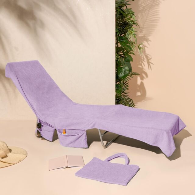 OHS Beach Towel Bag Microfibre Quick Dry Absorbent Bath Large Travel Spa in Lilac - image 1