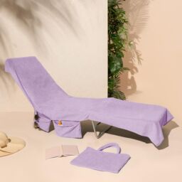 OHS Beach Towel Bag Microfibre Quick Dry Absorbent Bath Large Travel Spa in Lilac - thumbnail 1