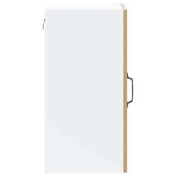 Berkfield Home Kitchen Wall Cabinet with Glass Door Lucca High Gloss White Wood in Brown - thumbnail 8