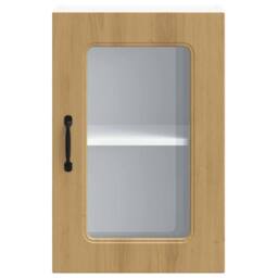 Berkfield Home Kitchen Wall Cabinet with Glass Door Lucca High Gloss White Wood in Brown - thumbnail 6