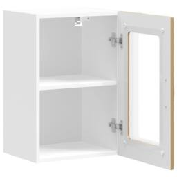 Berkfield Home Kitchen Wall Cabinet with Glass Door Lucca High Gloss White Wood in Brown - thumbnail 7