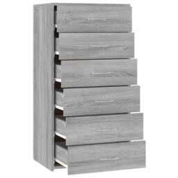 Berkfield Home Sideboard with 6 Drawers Grey Sonoma 50x34x96 cm Engineered Wood - Size: 50 x 34 x 96 cm - thumbnail 7