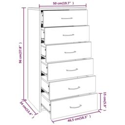 Berkfield Home Sideboard with 6 Drawers Grey Sonoma 50x34x96 cm Engineered Wood - Size: 50 x 34 x 96 cm - thumbnail 8