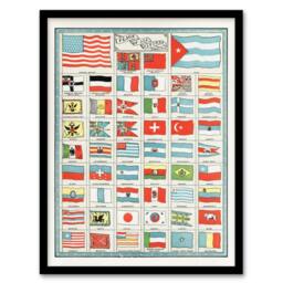 Artery8 Flags of All Nations of the World Vintage 1901 Framed Wall Art Print in White - Size: A4 - thumbnail 1