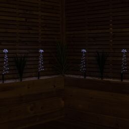 Samuel Alexander 30cm Set of 4 Light up Silver Spiral Christmas Tree Garden Path Lights with 200 White LEDs - thumbnail 5