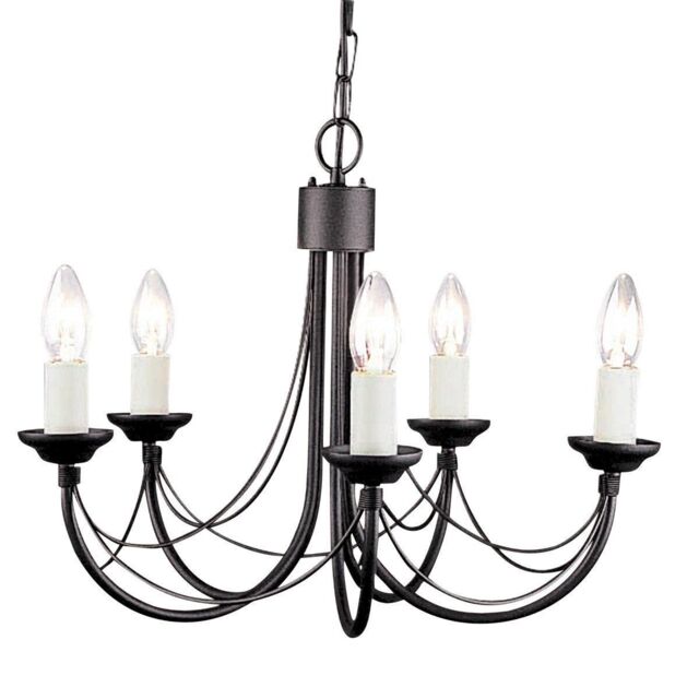 Netlighting Carisbrooke 5 Light Chandelier Black Finish E14