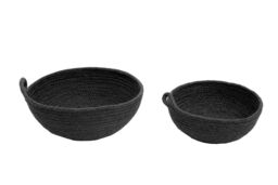 Orsina Lidi Set Of Two Jute Baskets, Round storage baskets in Black - thumbnail 1