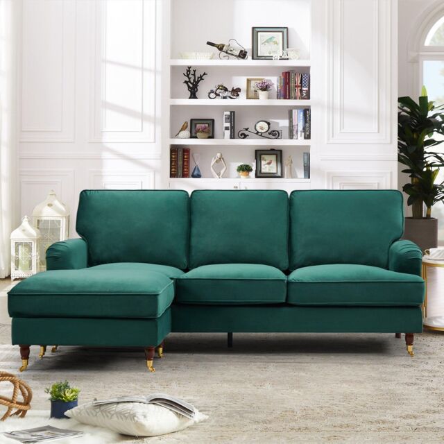 Artemis Home Woodbury 218cm Reversible Velvet Fabric Corner Sofa in Green - image 1