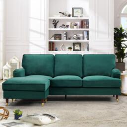 Woodbury 218cm Reversible Velvet Fabric Corner Sofa