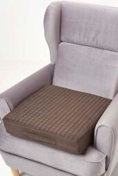 Homescapes Suede Orthopaedic Foam Armchair Booster Cushion in Chocolate - Size: 50 cm x 50 cm