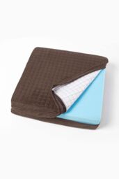 Homescapes Suede Orthopaedic Foam Armchair Booster Cushion in Chocolate - Size: 50 cm x 50 cm - thumbnail 2