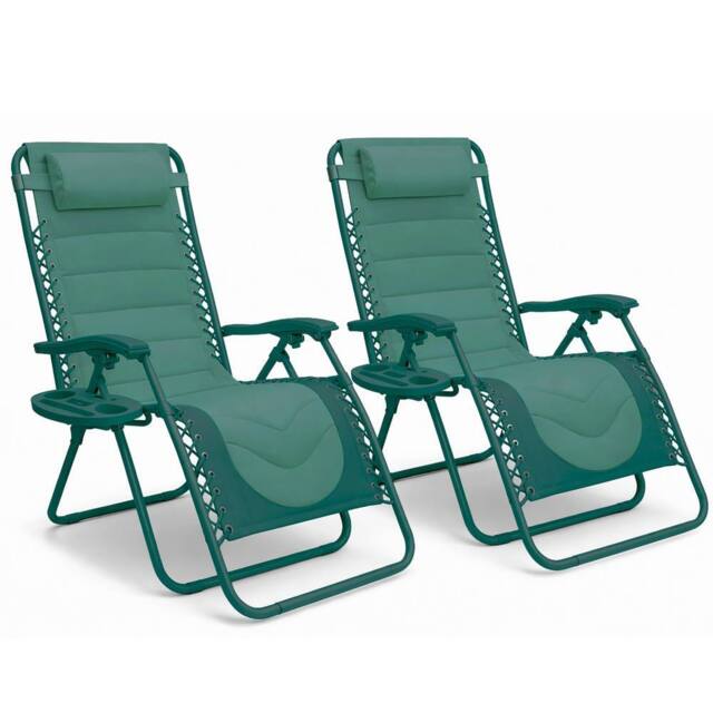 Keplin Set of 2 XXL Premium Heavy Duty Padded Zero Gravity Chairs in Teal - image 1