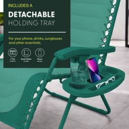 Keplin Set of 2 XXL Premium Heavy Duty Padded Zero Gravity Chairs in Teal - thumbnail 6