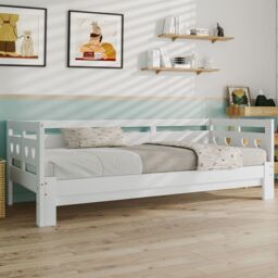 BTM Wooden Sofa Bed Single Daybed White 90x190cm with Pull Out Trundle - thumbnail 6