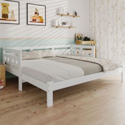 BTM Wooden Sofa Bed Single Daybed White 90x190cm with Pull Out Trundle - thumbnail 4