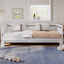 BTM Wooden Sofa Bed Single Daybed White 90x190cm with Pull Out Trundle - thumbnail 2