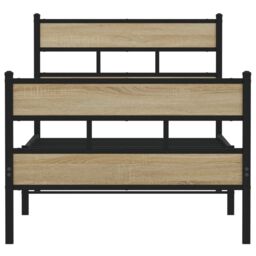 Berkfield Home Metal Bed Frame without Mattress Sonoma Oak 80x200 cm in Brown - thumbnail 4