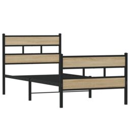 Berkfield Home Metal Bed Frame without Mattress Sonoma Oak 80x200 cm in Brown - thumbnail 3