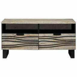 Berkfield Home Elegant Coffee Tables with Drawer with Storage White, Black 80 x - thumbnail 1
