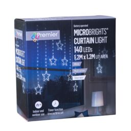 Samuel Alexander 1.2m Battery Operated Christmas Star Curtain Lights with 140 White LEDs - thumbnail 9