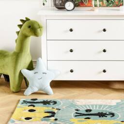 Wyld and Coco Kids Safari Rug 80 x 150 cm Multicolour Low-Pile - Size: 80 cm x 150 cm