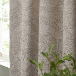 Morris & Co Strawberry Thief Jacquard Fully Lined Pencil Pleat Curtains in Cream - Size: 117 cm width x 137 cm drop - thumbnail 2