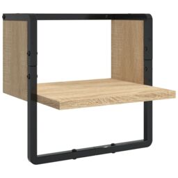 Berkfield Home 4 Piece Wall Shelf Set with Bars Sonoma Oak Engineered Wood in Brown - thumbnail 6