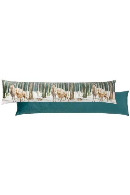 Evans Lichfield Stag Scene Digitally Printed Velvet Draught Excluder Cover in Teal