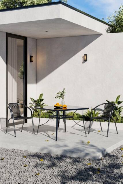 Garden Sanctuary 3 Pcs Square Outdoor Garden Dining Table & Chair Set in Black - image 1