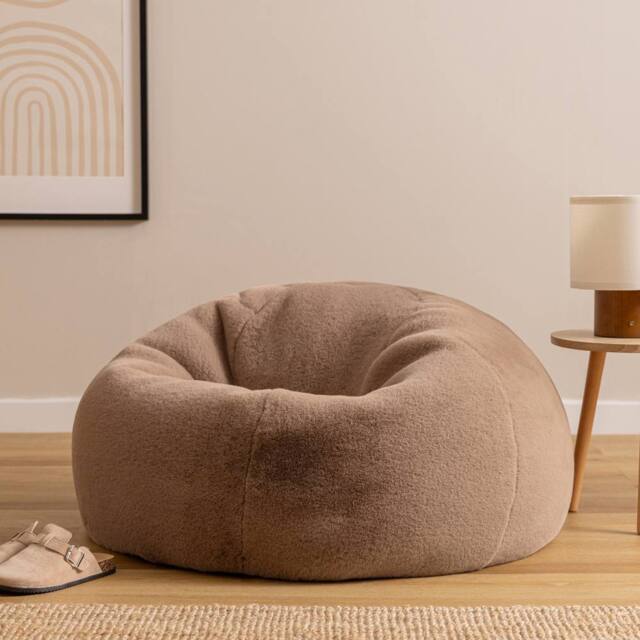 icon Kingston Faux Fur Classic Dome Bean Bag in Brown - Size: Medium - image 1
