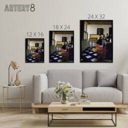 "Artery8 Johannes Vermeer The Music Lesson Framed Canvas Wall Art Print - Size: W12"" x H16""" - thumbnail 4