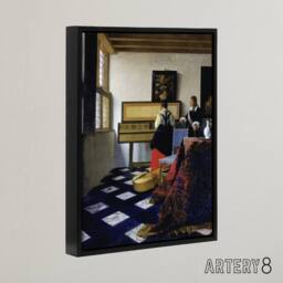 "Artery8 Johannes Vermeer The Music Lesson Framed Canvas Wall Art Print - Size: W12"" x H16""" - thumbnail 2