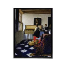 "Artery8 Johannes Vermeer The Music Lesson Framed Canvas Wall Art Print - Size: W12"" x H16""" - thumbnail 1