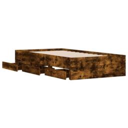 Berkfield Home Bed Frame with Drawers without Mattress Smoked Oak 90x200 cm in Brown - thumbnail 5
