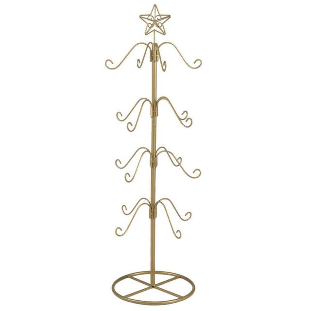 Gymax 121cm Christmas Stocking Holder Stand 16 Hanging Hooks Metal Hanger in Gold