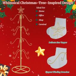 Gymax 121cm Christmas Stocking Holder Stand 16 Hanging Hooks Metal Hanger in Gold - thumbnail 5