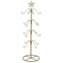 Gymax 121cm Christmas Stocking Holder Stand 16 Hanging Hooks Metal Hanger in Gold - thumbnail 1