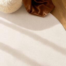 THE RUGS Puristic Fine Boucle Wool Rug Knots Textured Living Room Rug in Natural White - Size: 200 cm diameter - thumbnail 4