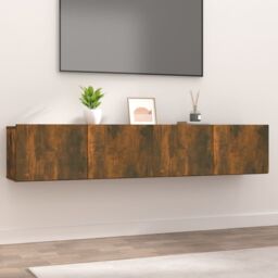 Berkfield Home TV Cabinets 2 pcs Smoked Oak 80x30x30 cm Engineered Wood in Brown - Size: 80 x 30 x 30 cm - thumbnail 1