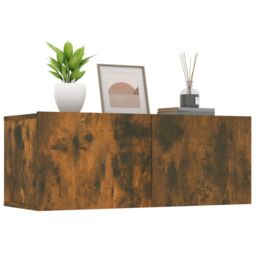 Berkfield Home TV Cabinets 2 pcs Smoked Oak 80x30x30 cm Engineered Wood in Brown - Size: 80 x 30 x 30 cm - thumbnail 4