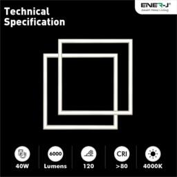 ENER-J Pack of 6 LED Borderline 60x60 40W 4000 Lumens 6000K 3 yrs warranty Pa in White - thumbnail 9