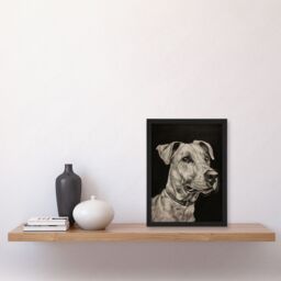"Artery8 Dog Lover Portrait Pencil Drawing Pet Animal Framed Art Print in Black - Size: W12"" x H16""" - thumbnail 4